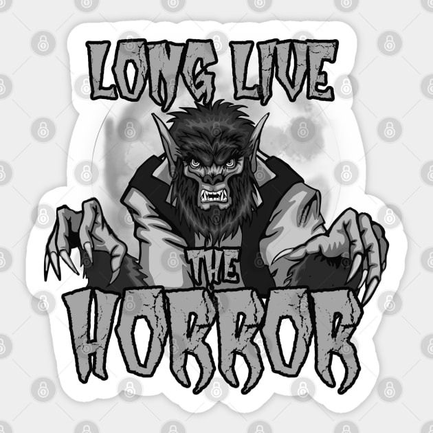 Long Live the Horror - Werewolf Black and White Sticker by RowdyPop